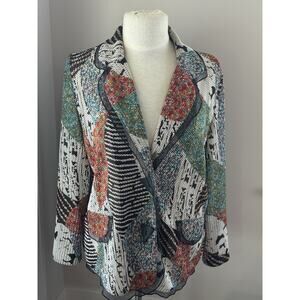 IC By Connie K Women’s XL Multicolor Blazer Jacket Abstract Artsy Lightweight